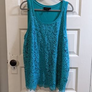 NWOT Lane Bryant Teal Crochet Front Tank 18/20